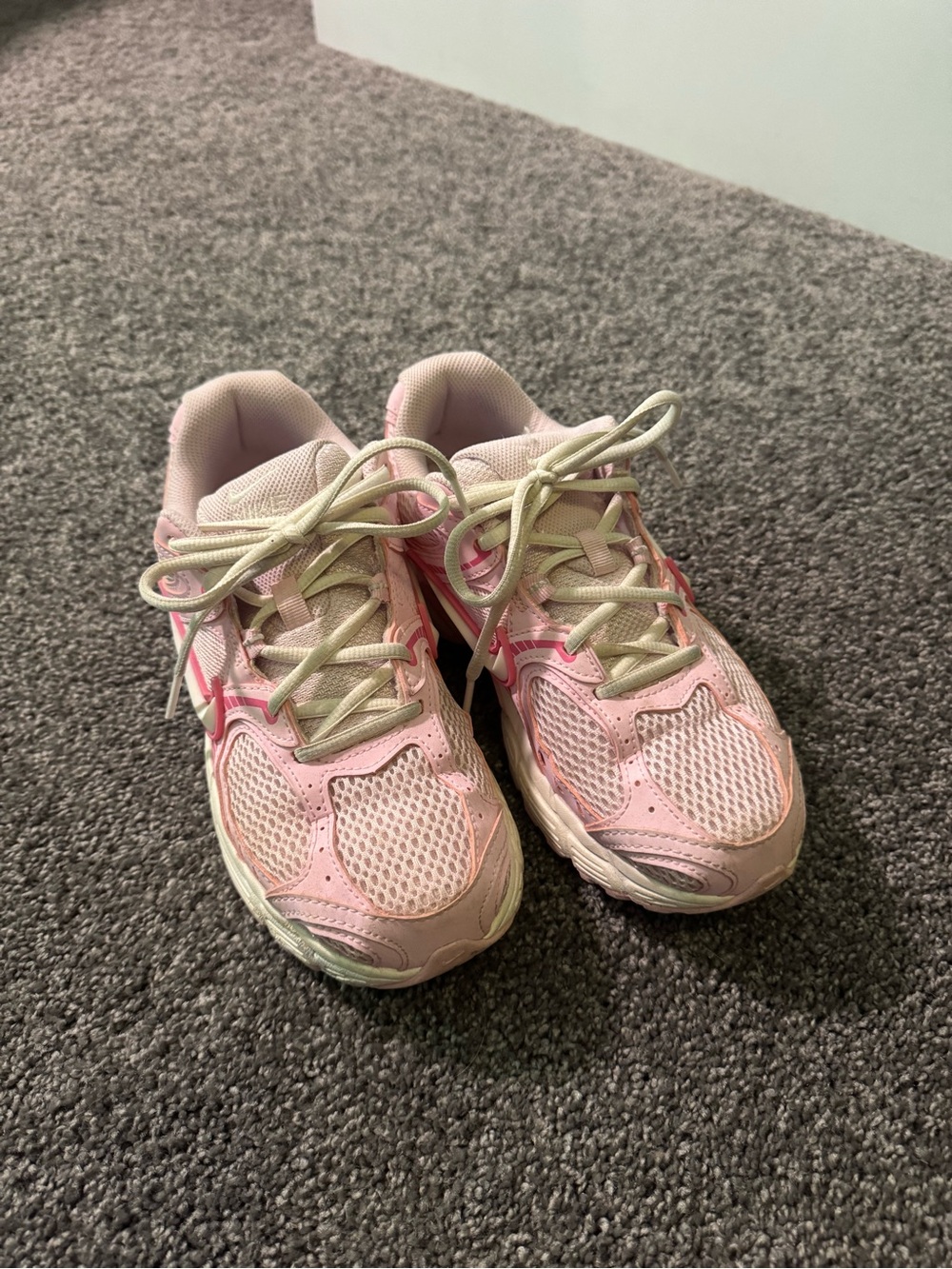 Nike Pink and White Lace-Up Sneakers